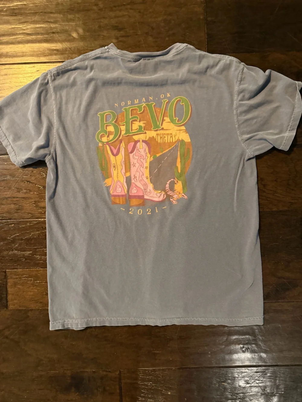 Theta Sorority Date Party Vintage Comfort Colors Blue Tee western Country